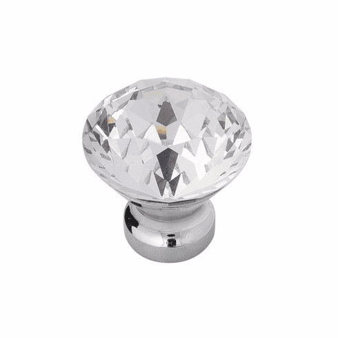 Hickory HH075855-GLCH Crystal Palace Knob, 1-1/4" Glass w/Chrome