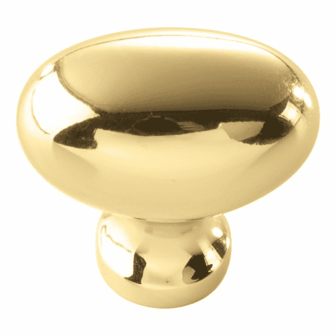 Hickory P3054-PB Williamsburg Knob, 1-1/4" X 13/16" Oval Polished Brass