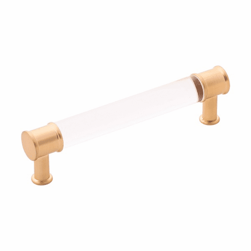 Hickory P3635-CABGB Midway Pull, 128Mm C/C Crysacrylic w/Brushed Golden Brass