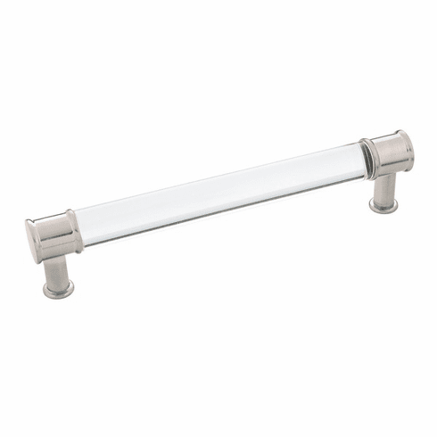 Hickory P3702-CASN Midway Pull, 160Mm C/C Crysacrylic w/Satin Nickel