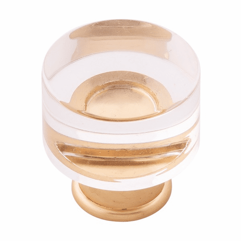 Hickory P3709-CABGB Midway Knob, 1-1/4" Dia. Crysacrylic w/Brushed Golden Brass