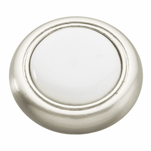 Hickory P710-SNW Tranquility Knob, 1-1/4" Dia Satin Nickel w/White