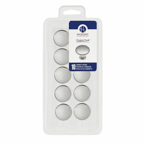 Hickory VP14255-26 Conquest Knob, 1-1/8" Dia., 10 Pack Chrome
