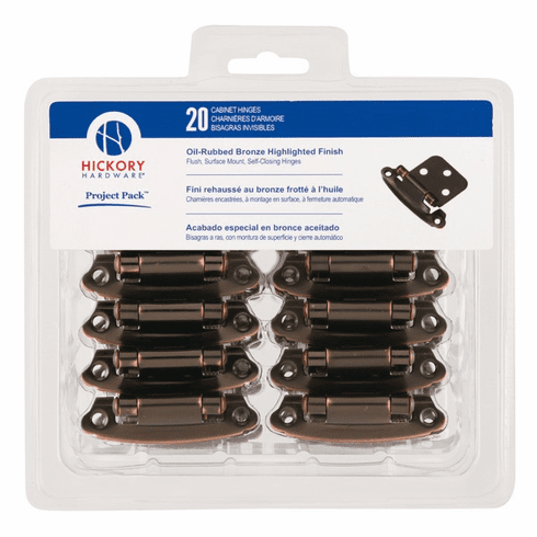 Hickory VP244-OBH Surface Self-Closing Hinge,Flush,Self Close, 20/Pk Oil Rubbed Bronze Highlighted
