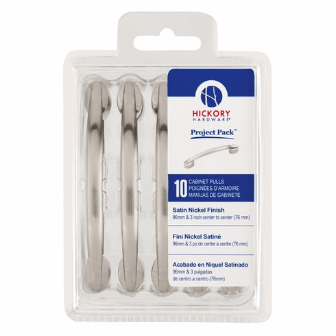 Hickory VP3447-SN Luna Pull, 3" & 96Mm C/C, 10/Pk Satin Nickel