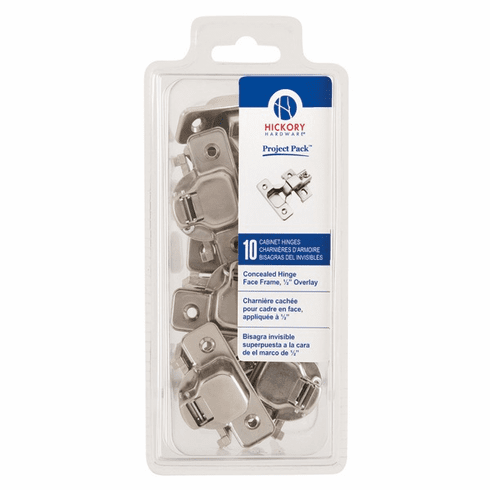 Hickory VP5124-14 Concealed Euro Hinges Hinge,Conceald Face Frame 10Pk Polished Nickel