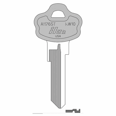 ILCO KW10-PC-RUBY-ILCO Key Blank Kw10-Pc-Ruby