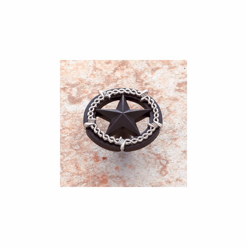 JVJ 06224 Lone Star Collection Oil Rubbed Bronze & Silver Finish 1-1/2" Ornamental Star Knob