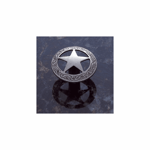 JVJ 07218 Lone Star Collection Antique Nickel Finish 1-7/16" Medium Star Knob with Braided Edge