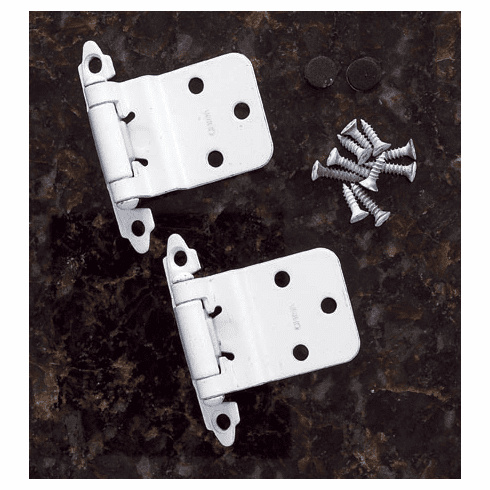 JVJ 10242 White Finish ? Inset Self-Closing Hinge (Pair), Composition Steel