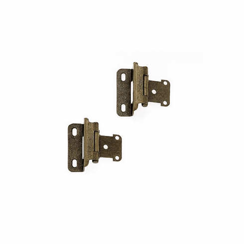JVJ 10334 Antique English Finish Partial Wrap Overlay Self Closing Hinge (Pair), Composition Steel