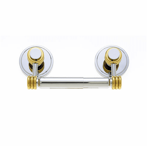 JVJ 23102 Contemporary Series Split Finish Ribbed Paper Holder Chrome/Brass C/S, Composition Solid Brass