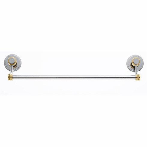 JVJ 23118 Contemporary Series Split Finish Ribbed 18 Towel Bar Set Chrome/Brass C/S, Composition Solid Brass
