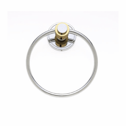 JVJ 23206 Contemporary Series Split Finish Smooth Towel Ring Chrome/Brass C/S, Composition Solid Brass