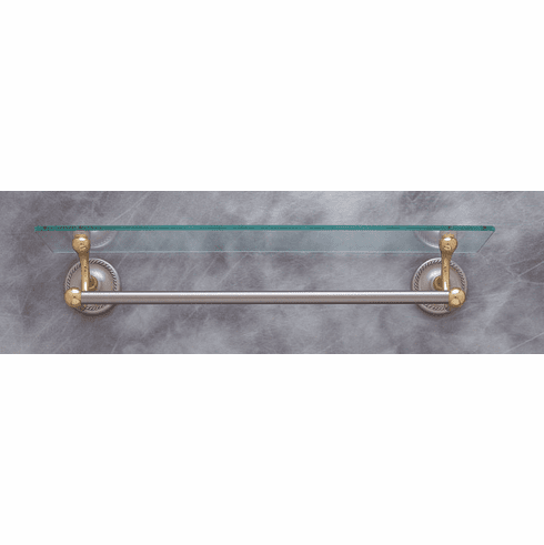 JVJ 25611 Prestige Series Split Finish 22 Glass Shelf w/ 18 TB Satin Nickel/Brass/Satin Nickel C/S, Composition Solid Brass