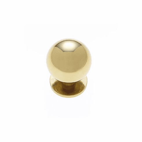 JVJ 31401 Solid Brass Finish 30 mm Ball Knob W/Attached Back Plate, Composition Solid Brass