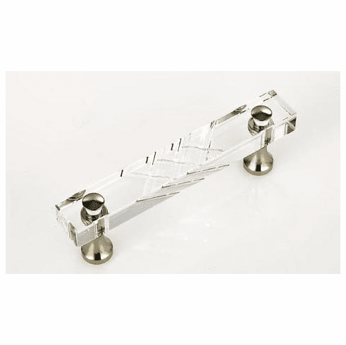JVJ 31714 Pure Elegance Collection Polished Nickel Finish 3" C/C Scored 31% Leaded Crystal Pull, Composition Solid Brass