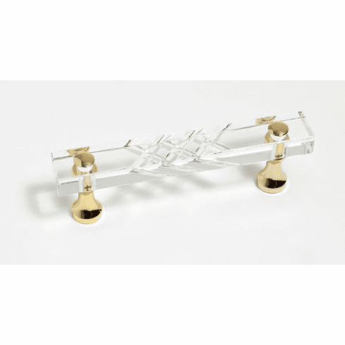 JVJ 31724 Pure Elegance Collection 24 K Gold Plated Finish 3" C/C Scored 31% Leaded Crystal Pull, Composition Solid Brass