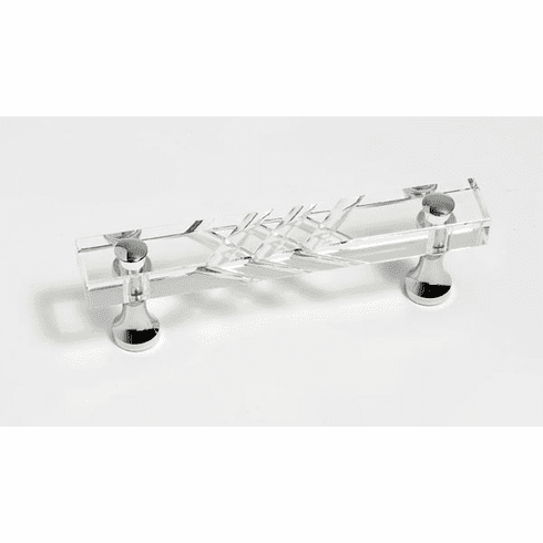 JVJ 31726 Pure Elegance Collection Chrome Finish 3" C/C Scored 31% Leaded Crystal Pull, Composition Solid Brass