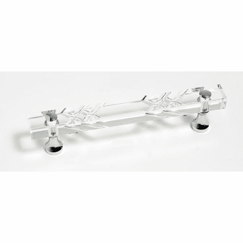 JVJ 31826 Pure Elegance Collection Polished Chrome Finish 4" c/c Scored 31% Leaded Crystal Pull, Composition Leaded Crystal and Solid Brass