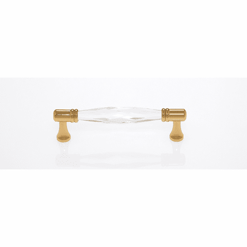 JVJ 32424 Pure Elegance Collection 24K Gold Finish 96 mm c/c Faceted 31% Leaded Crystal Pull, Leaded Crystal and Solid Brass