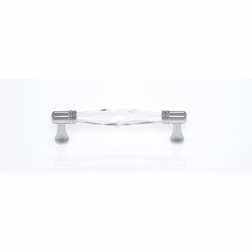 JVJ 32426 Pure Elegance Collection Polished Chrome Finish 96 mm c/c Faceted 31% Leaded Crystal Pull, Leaded Crystal and Solid Brass