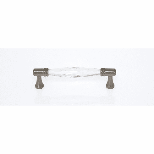 JVJ 32446 Pure Elegance Collection Satin Nickel Finish 96 mm c/c Faceted 31% Leaded Crystal Pull, Leaded Crystal and Solid Brass