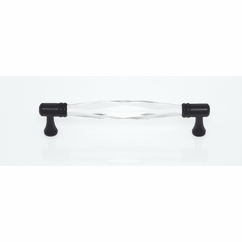 JVJ 33720 Pure Elegance Collection Oil Rubbed Bronze Finish 128 mm c/c Faceted 31% Leaded Crystal Pull, Leaded Crystal and Solid Brass