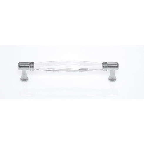 JVJ 33726 Pure Elegance Collection Polished Chrome Finish 128 mm c/c Faceted 31% Leaded Crystal Pull, Leaded Crystal and Solid Brass