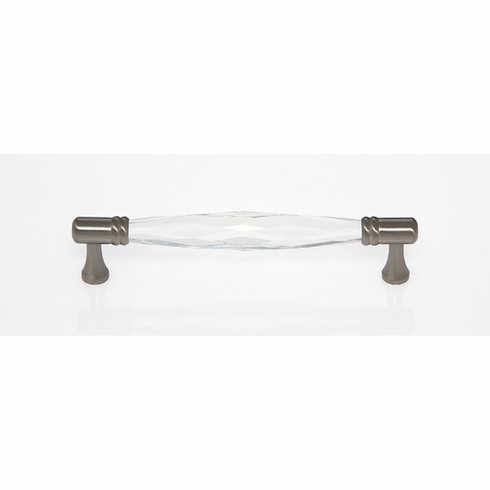 JVJ 33746 Pure Elegance Collection Satin Nickel Finish 128 mm c/c Faceted 31% Leaded Crystal Pull, Leaded Crystal and Solid Brass