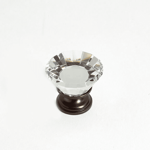 JVJ 33912 Pure Elegance Collection Old World Bronze Finish 30 mm (1-3/16") Flat Top 31% Leaded Crystal Knob, Leaded Crystal and Solid Brass
