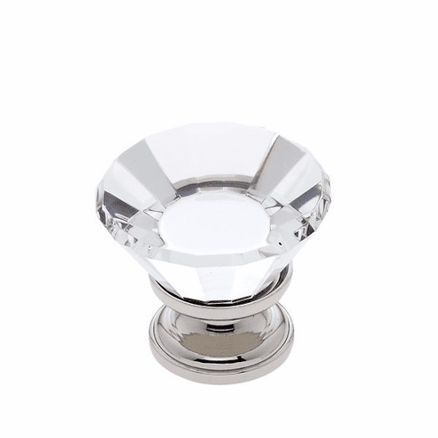 JVJ 33914-D 30 mm Flat Top Crystal Knob Polished Nickel