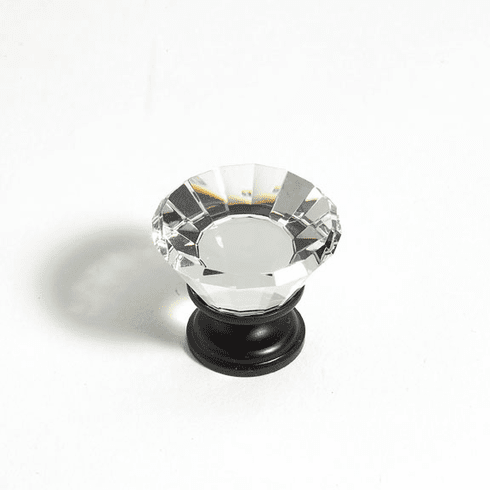 JVJ 33920 Pure Elegance Collection Oil Rubbed Bronze Finish 30 mm (1-3/16") Flat Top 31% Leaded Crystal Knob, Leaded Crystal and Solid Brass