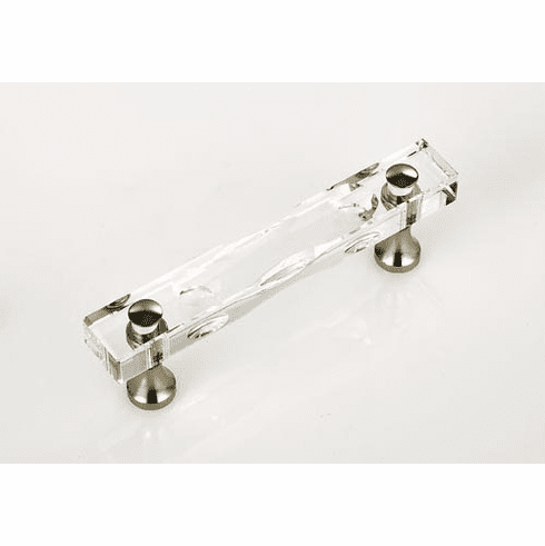 JVJ 34014 Pure Elegance Collection Polished Nickel Finish 3" C/C Routered 31% Leaded Crystal Pull, Composition Solid Brass, Retired Item