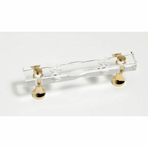 JVJ 34024 Pure Elegance Collection 24 K Gold Plated Finish 3" C/C Routered 31% Leaded Crystal Pull, Composition Solid Brass, Retired Item