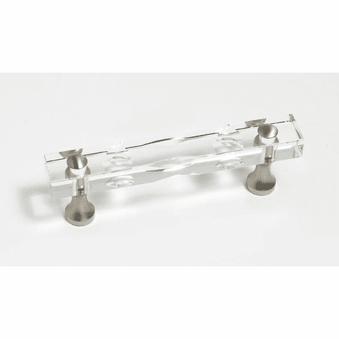 JVJ 34046 Pure Elegance Collection Satin Nickel Finish 3" C/C Routered 31% Leaded Crystal Pull, Composition Solid Brass, Retired Item