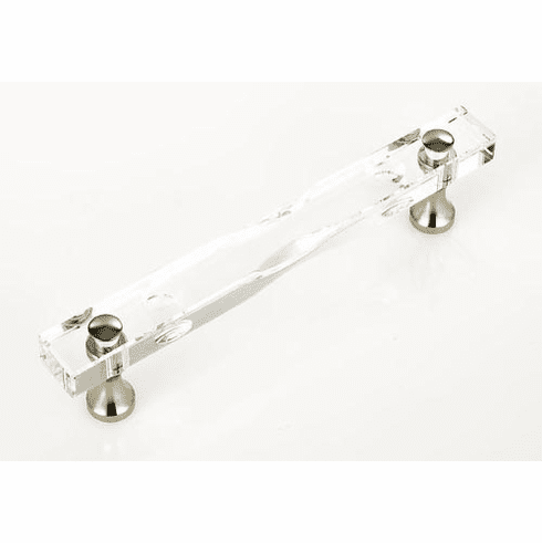 JVJ 34114 Pure Elegance Collection Polished Nickel Finish 4" c/c Routered 31% Leaded Crystal Pull, Composition Leaded Crystal and Solid Brass