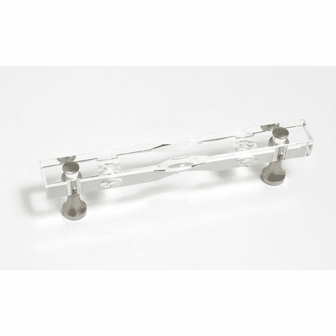 JVJ 34146 Pure Elegance Collection Satin Nickel Finish 4" c/c Routered 31% Leaded Crystal Pull, Composition Leaded Crystal and Solid Brass