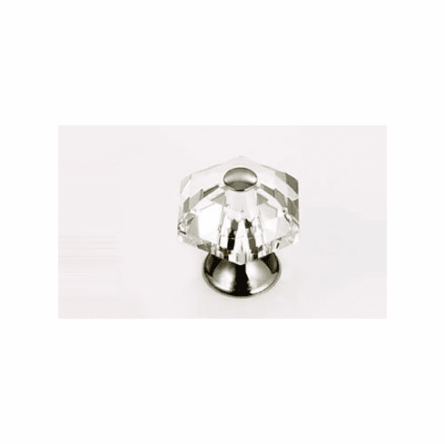 JVJ 34214 Pure Elegance Collection Polished Nickel Finish 30 mm (1-3/16") 6 Sided 31% Leaded Crystal Knob, Leaded Crystal and Solid Brass