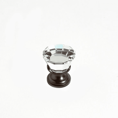 JVJ 34312 Pure Elegance Collection Old World Bronze Finish 22 mm (7/8") Flat Top 31% Leaded Crystal Knob, Leaded Crystal and Solid Brass