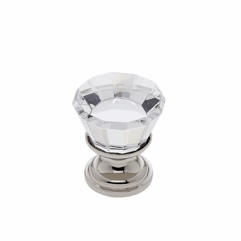 JVJ 34314-D 22 mm Flat Top Crystal Knob Polished Nickel