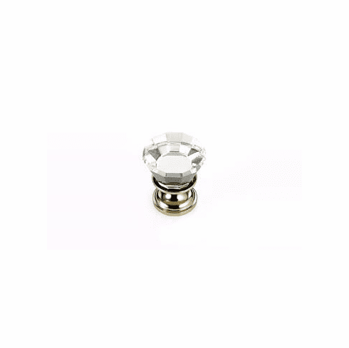 JVJ 34314 Pure Elegance Collection Polished Nickel Finish 22 mm (7/8') Flat Top 31% Leaded Crystal Knob, Leaded Crystal and Solid Brass