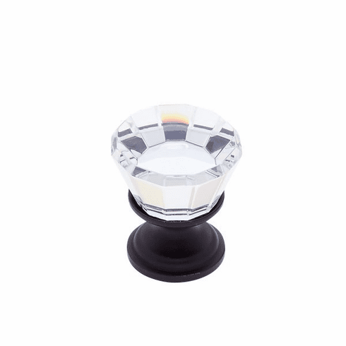 JVJ 34320-D 22 mm Flat Top Crystal Knob Oil Rubbed Bronze