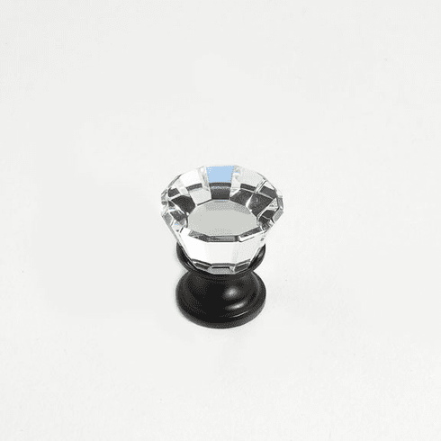 JVJ 34320 Pure Elegance Collection Oil Rubbed Bronze Finish 22 mm (7/8') Flat Top Knob, Leaded Crystal and Solid Brass