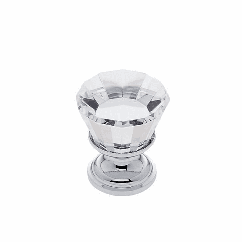 JVJ 34326-D 22 mm Flat Top Crystal Knob Polished Chrome