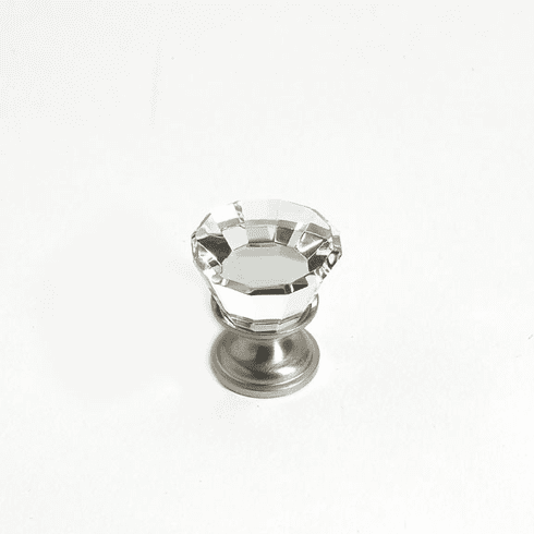 JVJ 34346 Pure Elegance Collection Satin Nickel Finish 22 mm (7/8') Flat Top 31% Leaded Crystal Knob, Leaded Crystal and Solid Brass