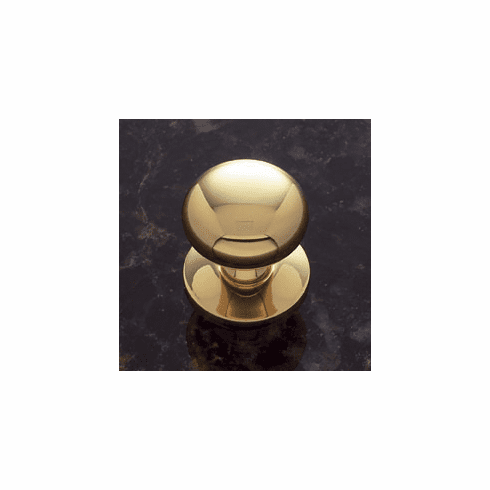 JVJ 34401 Classic Collection Polished Brass Finish 1-1/4” Plymouth Knob w/Back Plate, Solid Brass