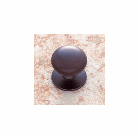 JVJ 34412 Classic Collection Old World Bronze Finish 1-1/4” Plymouth Knob w/ Back Plate, Solid Brass