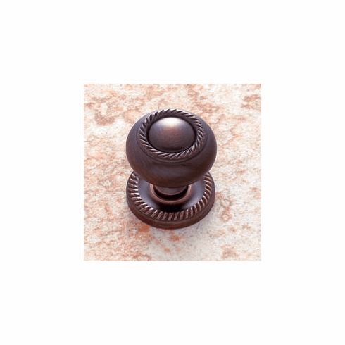 JVJ 34512 Classic Collection Old World Bronze Finish 1-1/4” Rope Knob w/ Back Plate, Solid Brass
