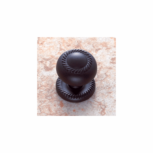 JVJ 34520 Classic Collection Oil Rubbed Bronze Finish 1-1/4” Rope Knob w/ Back Plate, Solid Brass